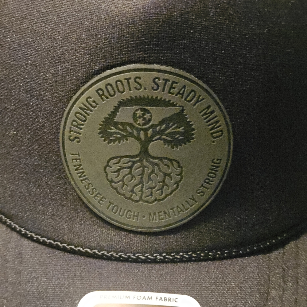 OTTO Black Hat with Custom Gray Leather Patch.